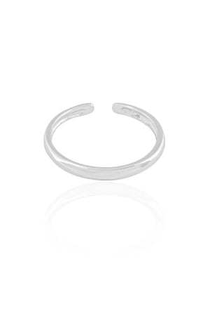 Anel Ajustável Liso Tamanho P Ródio Branco