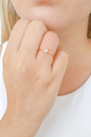 Anel Solitário Cristal Tamanho 13 Banhado a Ouro 18K