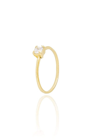 Anel Solitário Cristal Tamanho 13 Banhado a Ouro 18K