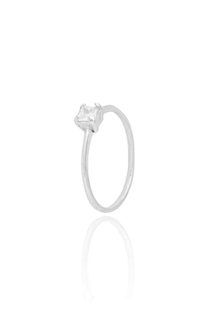Anel Solitário Cristal Tamanho 18 Ródio Branco