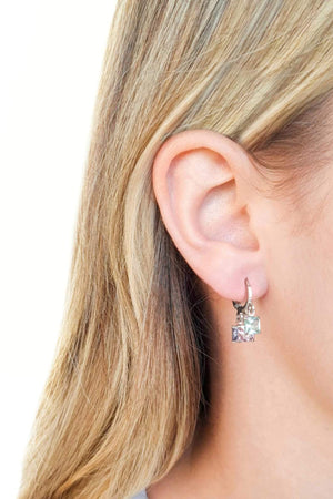 Brinco Argola Três Pontos de Luz Quadrados Coloridos Ródio Branco