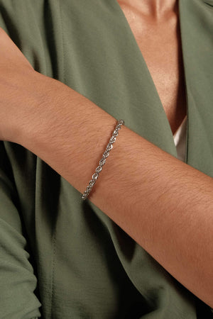 Pulseira Cordão Baiano Ródio Branco