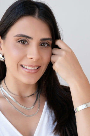 Choker Malha Fita 4 mm Ródio Branco