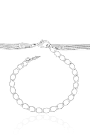 Choker Malha Fita 4 mm Ródio Branco