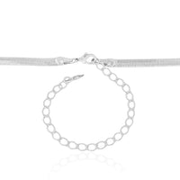 Choker Malha Fita 4 mm Ródio Branco