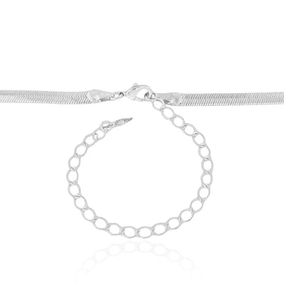 Choker Malha Fita 4 mm Ródio Branco - 32 cm