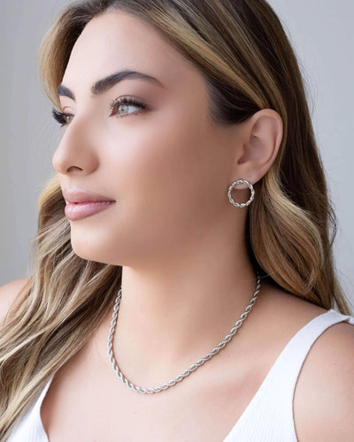 Choker Cordão Baiano 4 mm Ródio Branco - 33 cm