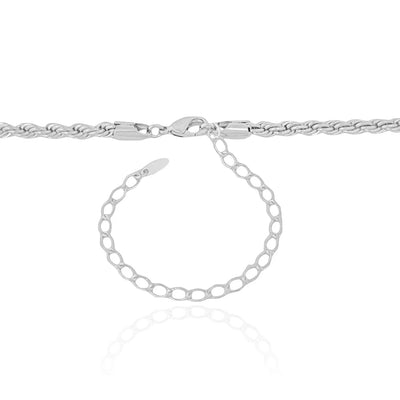 Choker Cordão Baiano 4 mm Ródio Branco - 33 cm