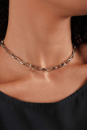 Choker Elos 11.5 x 5.5 MM Ródio Branco