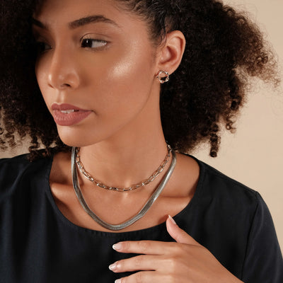 Choker Elos Ovais Ródio Branco