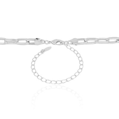 Choker Elos Ovais Ródio Branco
