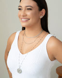 Relicário Longo Estrela Bolinhas Ródio Branco