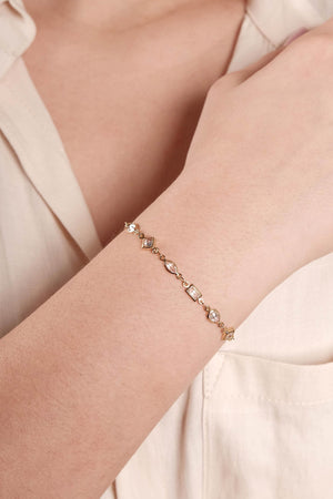 Pulseira Zircônias Diversas Cristal Banhado a Ouro 18K