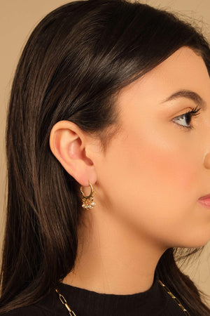 Brinco Argola Pérolas Penduradas Banhado a Ouro 18K