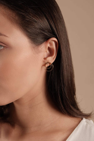 Brinco Argola Dupla Lisa Banhado a Ouro 18K
