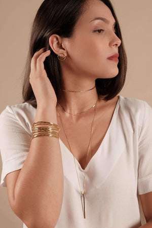 Brinco Argola Dupla Lisa Banhado a Ouro 18K