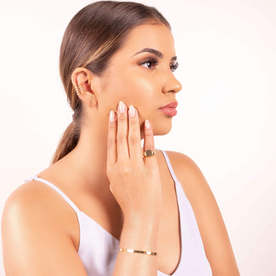 Ear Hook Ponto de Luz 2 mm Banhado a Ouro 18K