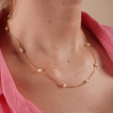 Gargantilha Veneziana com Pérolas 4 MM Banhado a Ouro 18K