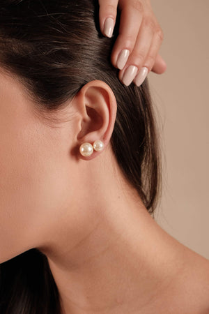 Brinco Pérola Modelo Shell 10 mm Banhado a Ouro 18K