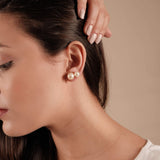 Brinco Pérola Modelo Shell 10 mm Banhado a Ouro 18K