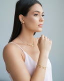 Pulseira Elos Corações Zircônia Cristal Banhado a Ouro 18K
