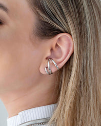 Ear Cuff Liso Ródio Branco