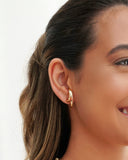 Ear Hook Dois Filetes Liso Banhado a Ouro 18K