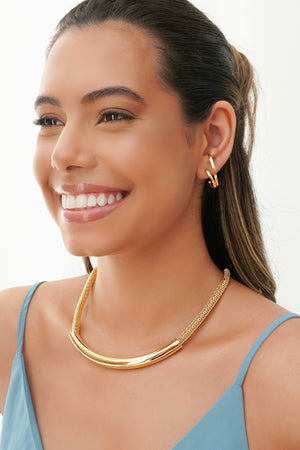 Ear Hook Dois Filetes Liso Banhado a Ouro 18K