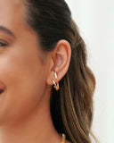 Ear Hook Dois Filetes Liso Banhado a Ouro 18K