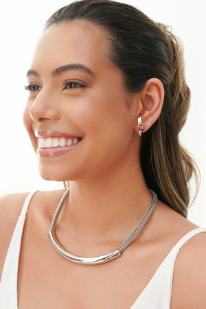 Ear Hook Dois Filetes Liso Ródio Branco