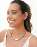 Ear Hook Dois Filetes Liso Ródio Branco