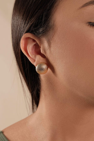 Brinco Meia Bola Pipoca Tamanho M Banhado a Ouro 18K