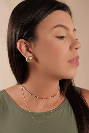 Brinco Meia Bola Pipoca Tamanho M Banhado a Ouro 18K