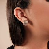 Brinco Meia Bola Pipoca Tamanho M Ródio Branco