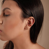Piercing Cereja Rubi Esmeralda Lado Esquerdo Banhado a Ouro 18K