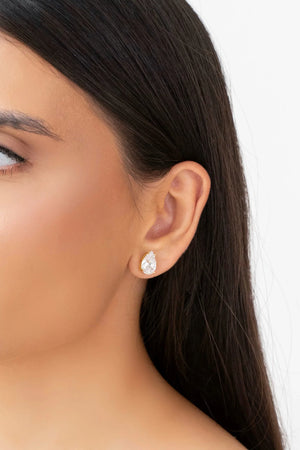 Brinco Gota 8x12  Cristal Banhado a Ouro 18K