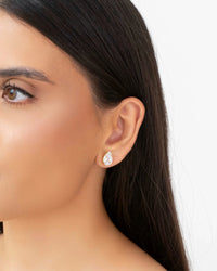 Brinco Gota 8x12  Cristal Banhado a Ouro 18K