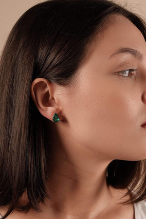 Brinco Gota Turmalina 8x12 Banhado a Ouro 18K