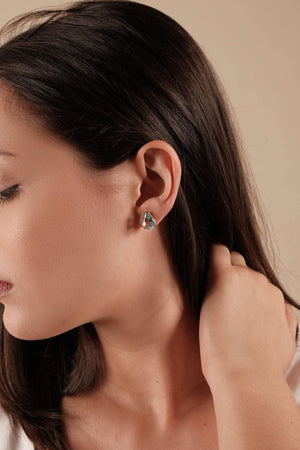 Brinco Gota Topázio Sky 8x12 Banhado a Ouro 18K