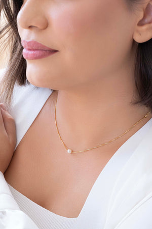 Choker Veneziana Pérola 6 mm Banhado a Ouro 18K