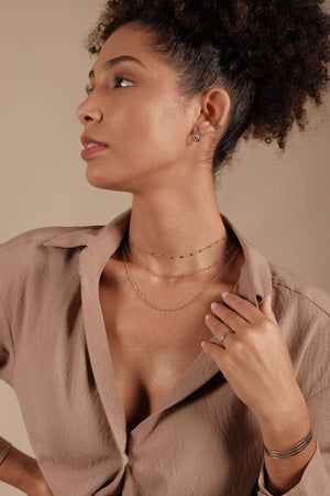 Choker Plaquinhas Corações Flat Ródio Branco