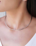 Gargantilha Aro Tubo Liso Ródio Branco