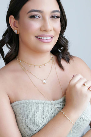 Brinco Retangular Zircônia Banhado a Ouro 18K