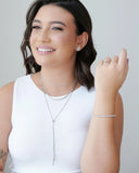 Brinco Retangular Zircônia Ródio Branco