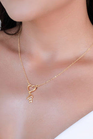 Gargantilha Filho Menino Coração Liso Banhado a Ouro 18K - 45 cm