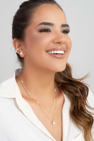Conjunto Pérolas Banhado a Ouro 18K