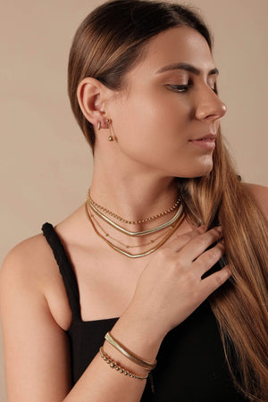 Brinco Argola Retangular Tamanho P Banhado a Ouro 18K