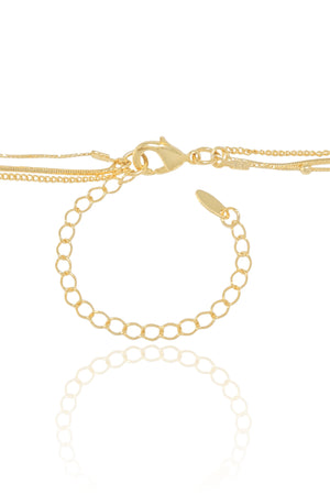 Gargantilha Tripla Bolinhas e Rabo de Rato Banhado a Ouro 18K