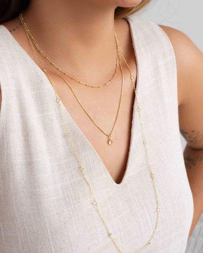 Choker Tripla Veneziana Bolinhas Pontos de Luz Banhado a Ouro 18K - 32 cm