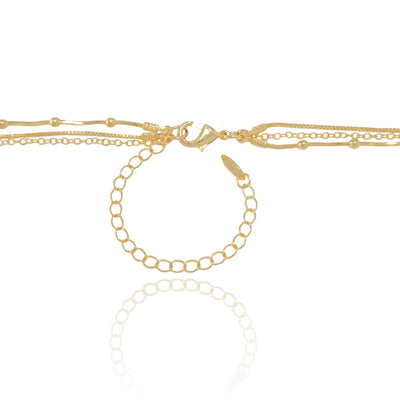 Choker Tripla Veneziana Bolinhas Pontos de Luz Banhado a Ouro 18K - 32 cm